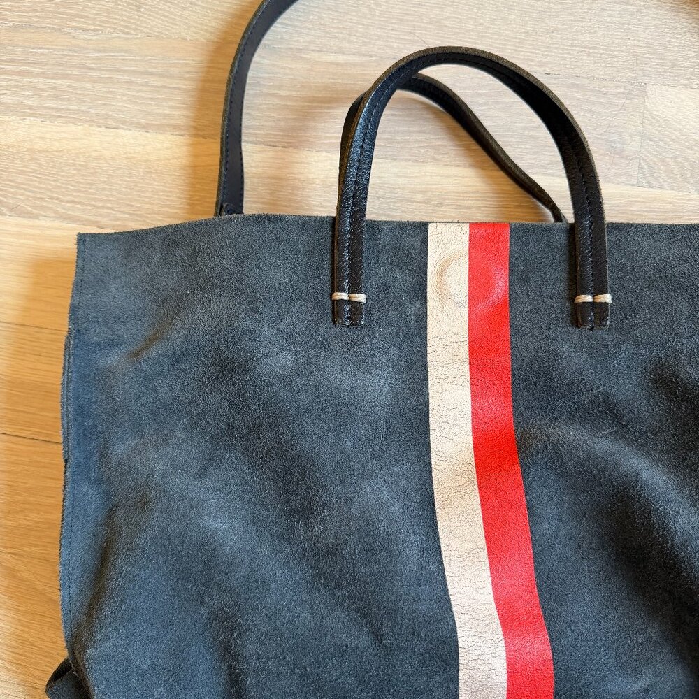 Clare V Simple Tote Navy with Pink and Red Stripes - Picture 2 of 8